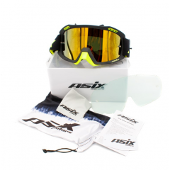 ASIX AS2 melnas un dzeltenas matētas brilles ar sarkanu spoguli no Extreme Ride (KAI-98)