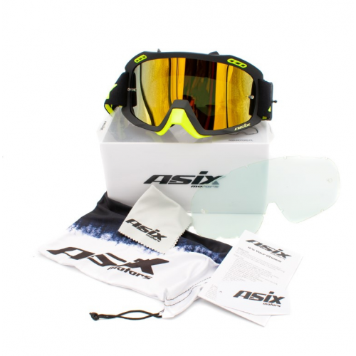 ASIX AS2 melnas un dzeltenas matētas brilles ar sarkanu spoguli no Extreme Ride (KAI-98)