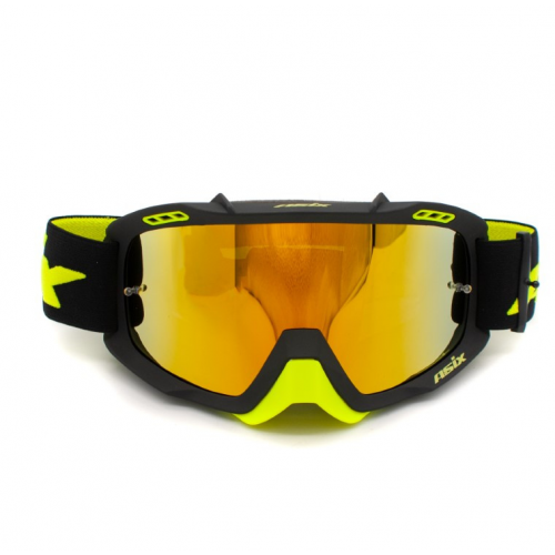 ASIX AS2 melnas un dzeltenas matētas brilles ar sarkanu spoguli no Extreme Ride (KAI-98)