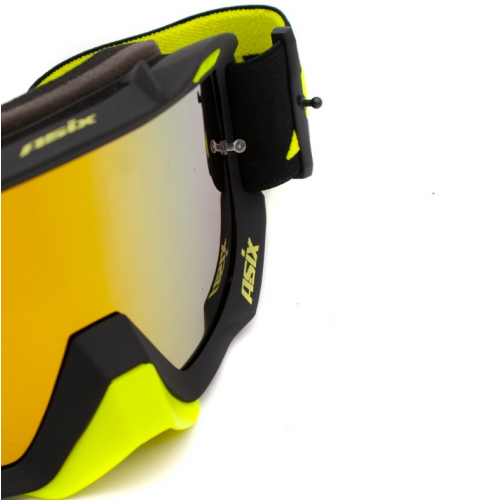 ASIX AS2 melnas un dzeltenas matētas brilles ar sarkanu spoguli no Extreme Ride (KAI-98)
