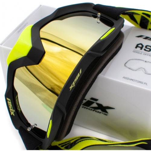 ASIX AS2 melnas un dzeltenas matētas brilles ar sarkanu spoguli no Extreme Ride (KAI-98)