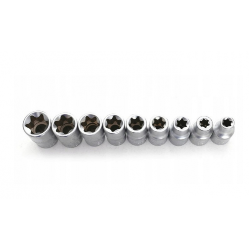 Torx uzgaļu komplekts  1/2" 9 gab + metāla kaste Kraft&dele (KD10227)