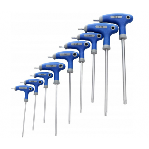 9 daļu zvaigznes formas sešstūra atslēgu komplekts ar Torx rokturi Kraft&dele (KD10247)
