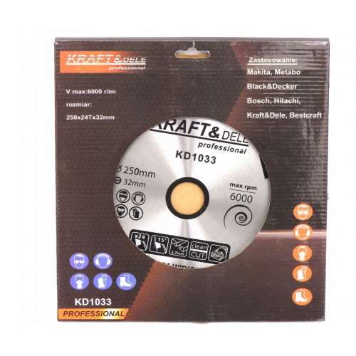 Griešanas disks Kraft&Dele Professional 250 x 32 mm 24 zobi (KD1033)