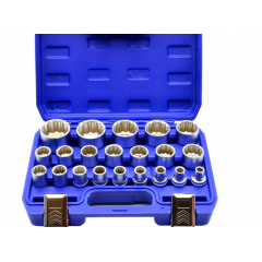 Profesionāls 12-kantu uzgaļu komplekts 1/2" CR-V, īsie uzgaļi 8–36 mm, 21 gab., plastmasas koferī (KD10348)