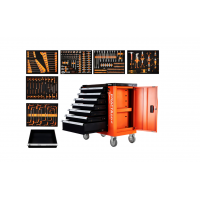 Instrumentu kaste, darbnīcas ratiņi, 7 atvilktnes, 258 daļas, ar aprīkojumu no Kraft&Dele (KD1067)