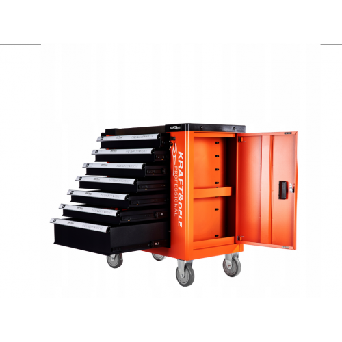 Instrumentu kaste, darbnīcas ratiņi, 7 atvilktnes, 258 daļas, ar aprīkojumu no Kraft&Dele (KD1067)