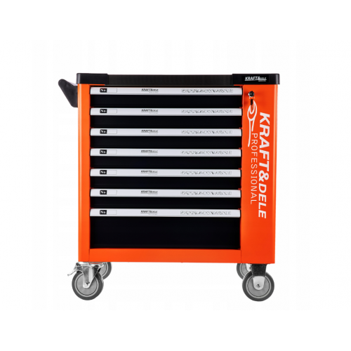 Instrumentu kaste, darbnīcas ratiņi, 7 atvilktnes, 258 daļas, ar aprīkojumu no Kraft&Dele (KD1067)