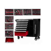 Instrumentu kaste, instrumentu ratiņi, 7 atvilktnes, 299 priekšmeti, uzgriežņu atslēgas, galatslēgas, uzgaļi. no Kraft&Dele (KD1068)