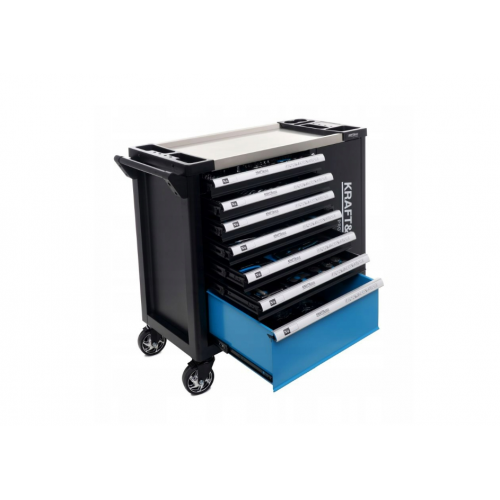 Instrumentu kaste, instrumentu ratiņi, 7 atvilktnes, 309 elektriskās uzgriežņu atslēgas, uzgaļu atslēgas, uzgaļi no Kraft&Dele (KD1069)