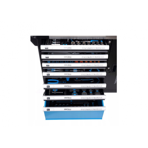 Instrumentu kaste, instrumentu ratiņi, 7 atvilktnes, 309 elektriskās uzgriežņu atslēgas, uzgaļu atslēgas, uzgaļi no Kraft&Dele (KD1069)