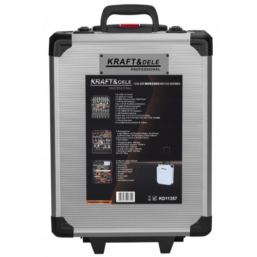 Instrumentu komplekts koferī, 187 daļas: uzgriežņu atslēgas, uzgaļi, skrūvgrieži, knaibles  no Kraft&Dele (KD11357)