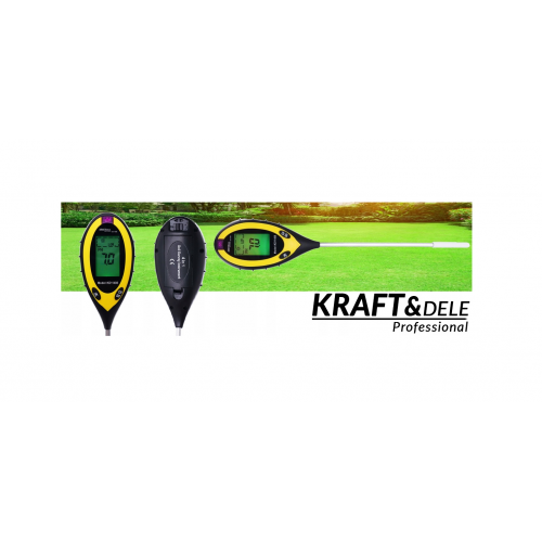 Augsnes pārbaudes instruments 4in1 LCD 200 mm 9v Kraft&dele (KD11408)