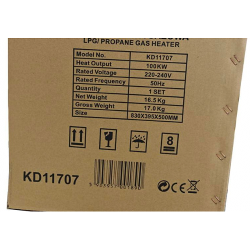 Gāzes sildītājs 100kW termostats, LCD displejs + reduktors no Kraft&dele (KD11707)