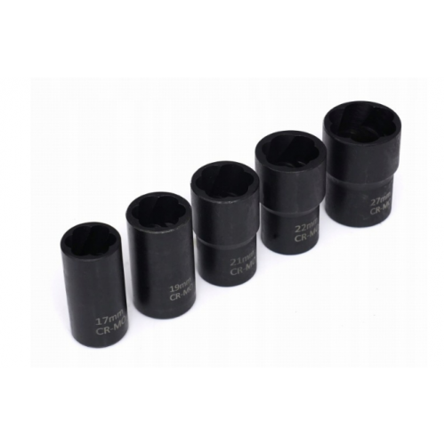 Uzgaļi mehāniski apstrādātu skrūvju izskrūvēšanai, 6 gab., 17–27 mm + kaste Kraft&dele (KD11791)