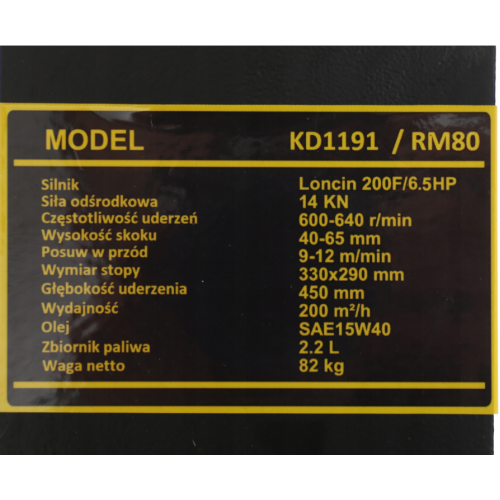 Vibrokāja / Vibrobliete - Blietētājs 82kg / 196cm3 no Kraft&dele (KD11910)