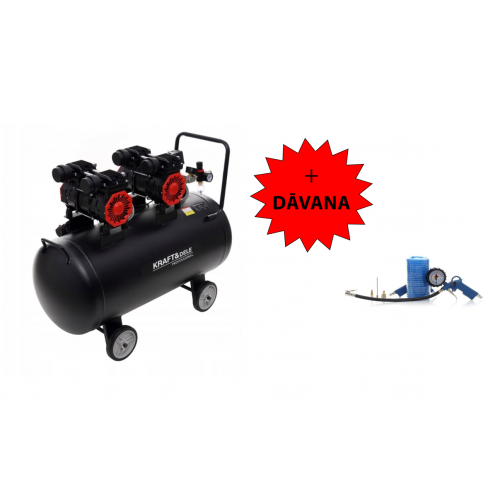Bezeļļas kompresors 100L,2x- virzuļu ,1500W, no Kraft&Dele (KD1387)