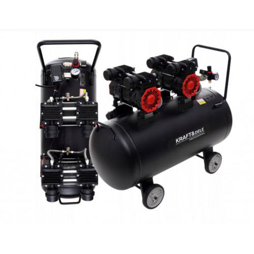 Bezeļļas kompresors 100L,2x- virzuļu ,1500W, no Kraft&Dele (KD1387)