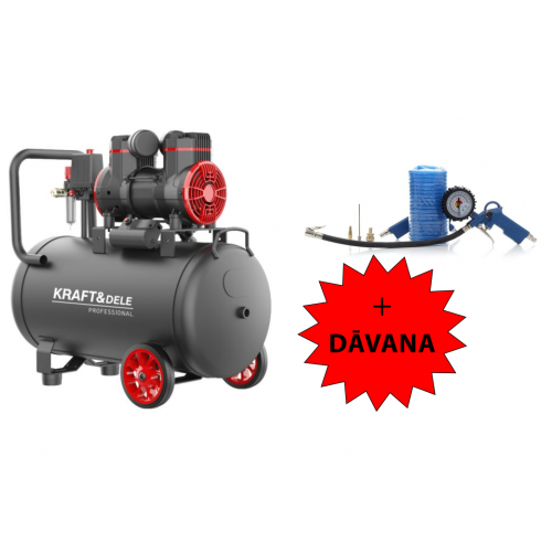 Bezeļļas kompresors 50 l / 1500 W Kraft&Dele KD1391 + digitāla gaisa pistole