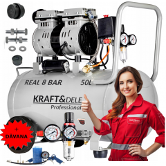 Bezeļļas kompresors 50 l 8 bar Kraft&Dele + digitāla gaisa pistole (KD1396)