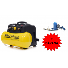 Bezeļļas kompresors 6L 8bar + digitāla gaisa pistole Kraft&Dele (KD1415)