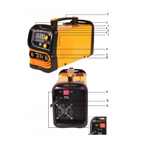 Invertora metināšanas iekārta 250A / 230 V / 50–60 Hz 3in1 MIG / MMA / LIFT TIG no Kraft&Dele (KD1875)