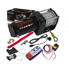 Elektriskās automašīnas vinča 1500 W 1361 kg 12 V, āķis, trose, tērauds no Kraft & Dele (KD2195)