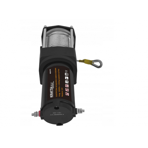 Elektriskās automašīnas vinča 1500 W 1361 kg 12 V, āķis, trose, tērauds no Kraft & Dele (KD2195)
