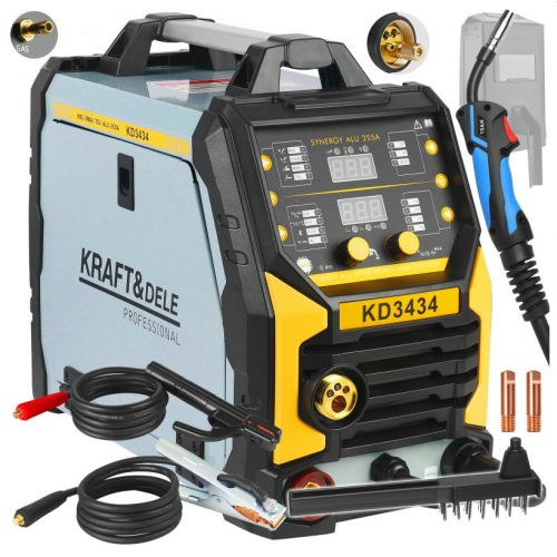 Invertora metināšanas iekārta 255A MIG FLUX MMA TIG LIFT SYNERGY komplekts Kraft&Dele (KD3434)