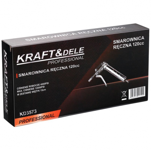 Manuālā smērvielas pistole 120cm3 ar metāla uzgali no Kraft&Dele (KD3573)