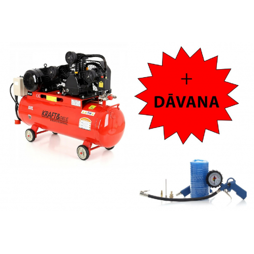 Eļļas kompresors 100l 8 bāri 5,6 ZS 3 virzuļi 400V separators  no Kraft&Dele (KD405)