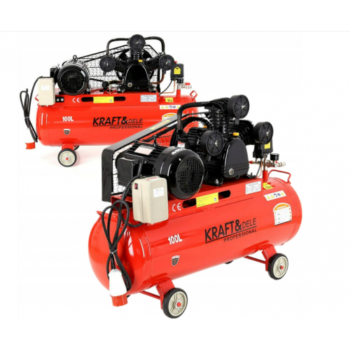 Eļļas kompresors 100l 8 bāri 5,6 ZS 3 virzuļi 400V separators  no Kraft&Dele (KD405)