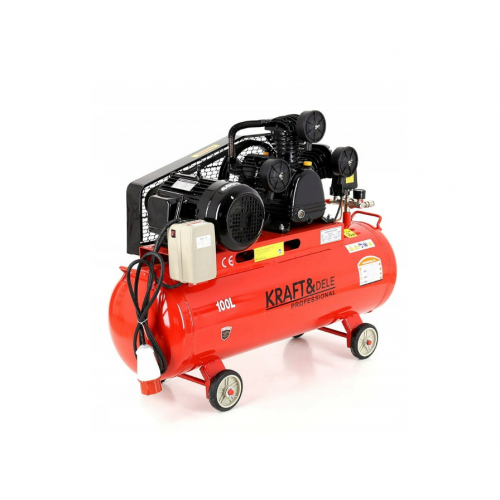 Eļļas kompresors 100l 8 bāri 5,6 ZS 3 virzuļi 400V separators  no Kraft&Dele (KD405)