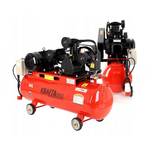 Eļļas kompresors 100l 8 bāri 5,6 ZS 3 virzuļi 400V separators  no Kraft&Dele (KD405)