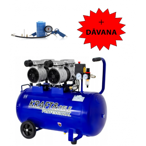 Bezeļļas gaisa kompresors 100L 2x1500W 582L/min 8 BAR + digitāla gaisa pistole Kraft&dele (KD4053)