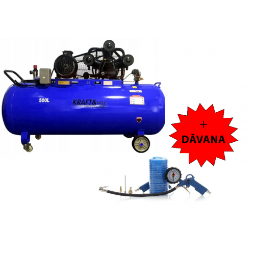 Eļļas kompresors 500L, 8 bar, 400V ar 3 virzuļu Kraft&dele (KD4062)