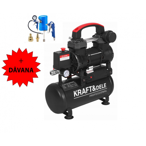 Безмасляный компрессор 9л 8бар + эл. возд. пистолет Kraft&Dele (KD4080)