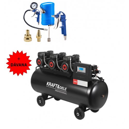 Bezeļļas kompresors 200 l, 3 × 2200 W + separators + manometrs + glicerīns (KD4084)