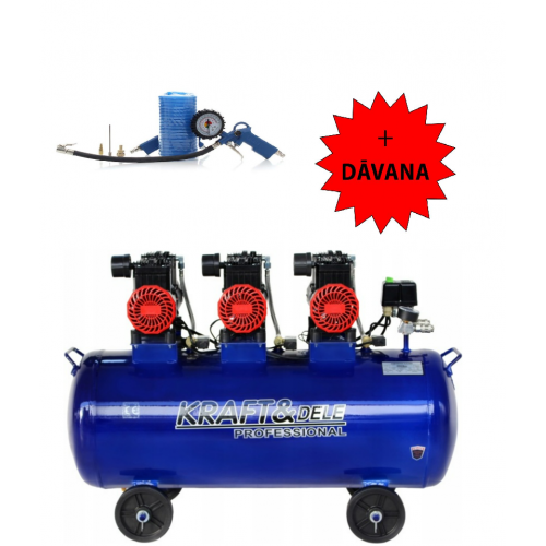 Bezeļļas kompresors 00 l, 230 V, 6000 W, 660 l/min, 6 kW + digitāla gaisa pistole Kraft&dele (KD4094)