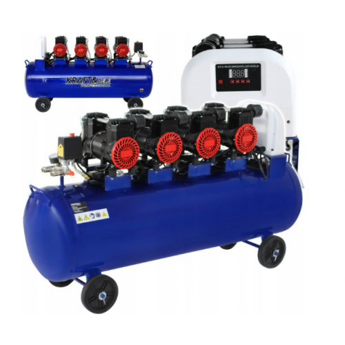 Bezeļļas gaisa kompresors 120 l, 4 virzuļi, 7 kW, 910 l/min + digitāla gaisa pistole Kraft&dele (KD4095)