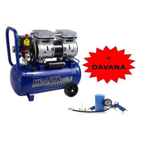 Gaisa kompresors 24L 1200W 220L/min 230V/50H + digitāla gaisa pistole Kraft&dele (KD4099)