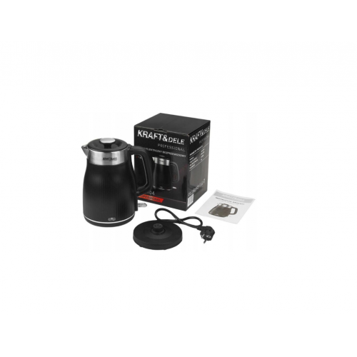Elektriskā tējkanna bezvada, melna, 1,8 l, 2400 W, cieta  no Kraft&Dele (KD4104)