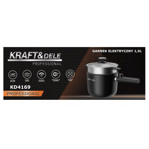 Elektriskais katls multivārāmais katls ar tvaicētāju, cepšanas pannu, 2 jaudas režīmiem 600 W 1,5 l no Kraft&dele (KD4169)