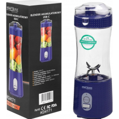Pārnēsājams bezvadu akumulatora blenderis, zils, USB-C, 380 ml / 2x300 no Kraft&dele (KD4171)
