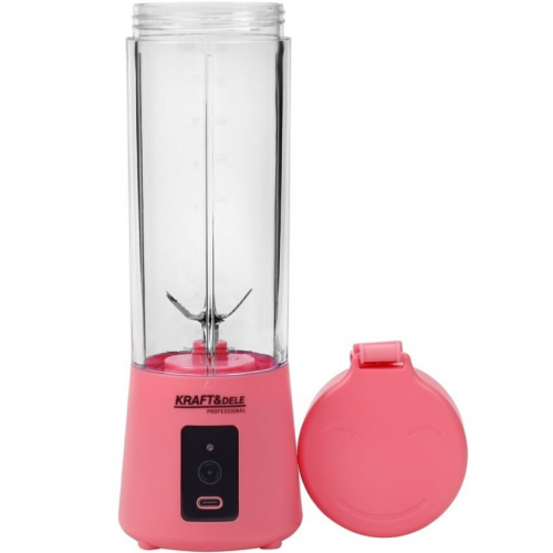 Pārnēsājams bezvadu uzlādējams blenderis rozā krāsā, USB-C, 400 ml / 2 x 3000 mA no Kraft&dele (KD4173)