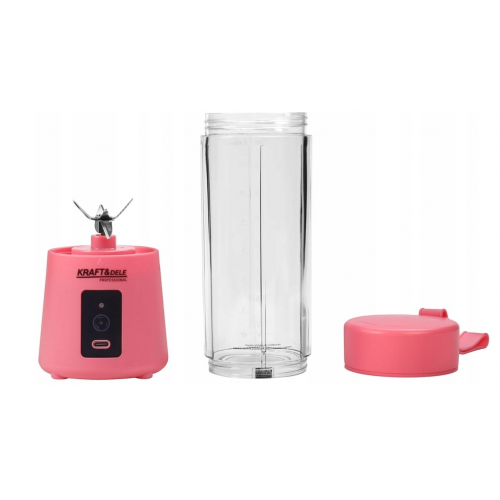 Pārnēsājams bezvadu uzlādējams blenderis rozā krāsā, USB-C, 400 ml / 2 x 3000 mA no Kraft&dele (KD4173)
