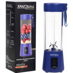 Pārnēsājams bezvadu akumulatora blenderis, zils, USB-C, 400 ml / 2x300 no Kraft&dele (KD4174)
