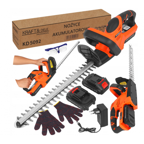 Dzīvžoga šķēres 480mm 2x21v akumulators 2000mah no Kraft&Dele (KD5092)