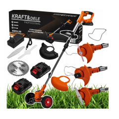 Akumulatora zāles trimmeris, krūmgriezis ar riteņiem, 2x2 Ah komplekts no Kraft&Dele (KD5129)