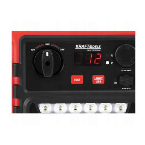 Daudzfunkcionālā iedarbināšanas ierīce 3400A/1400A 12/24V + pārnēsājams apgaismojums no Kraft&dele (KD5345)